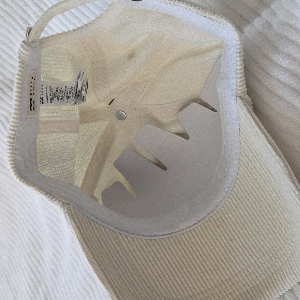 Billabong Ivory Corduroy Hat with Blue and Red Embroidery - Picture 2 of 4